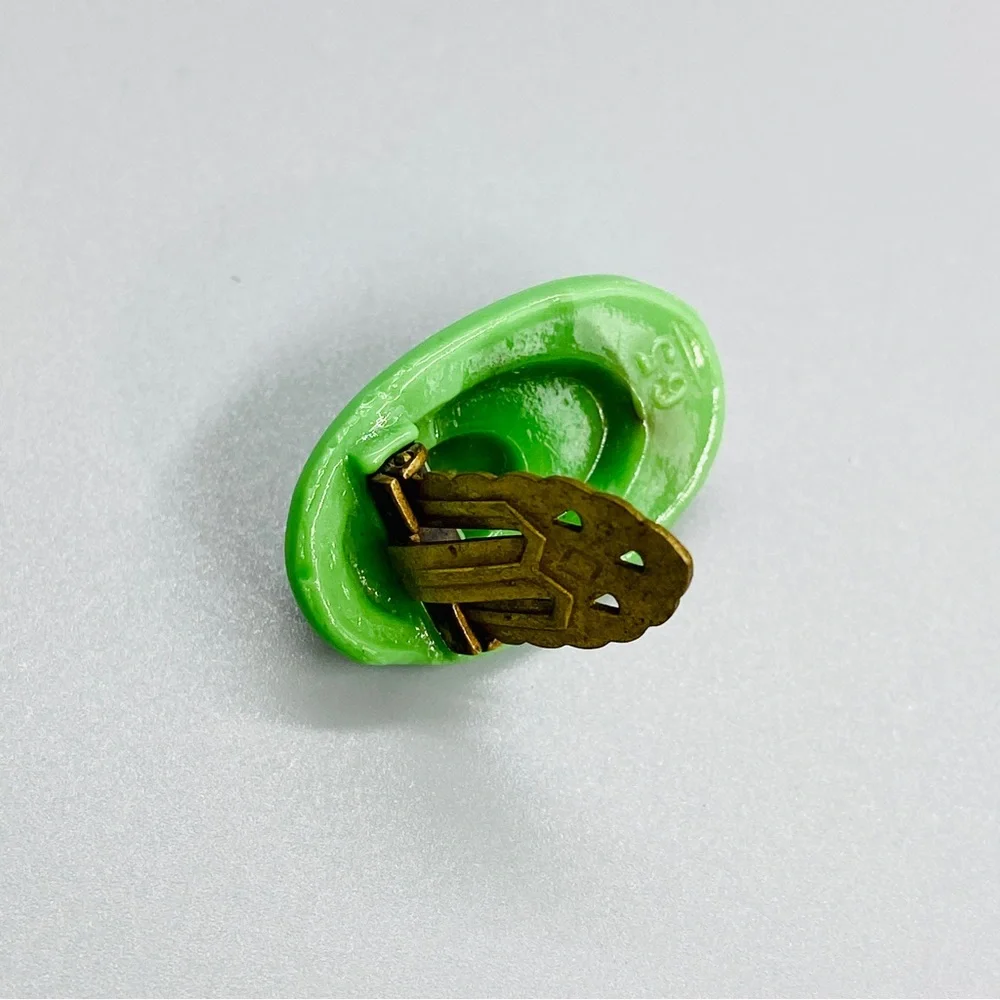 Vintage Art Deco Poured Glass Dress Clip Pin - Picture 7 of 15